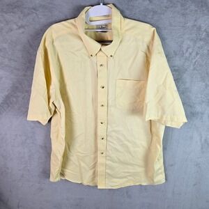 LL Bean Mens XL Regular Yellow Wrinkle Resistant Short Sleeve Button Down Shirt